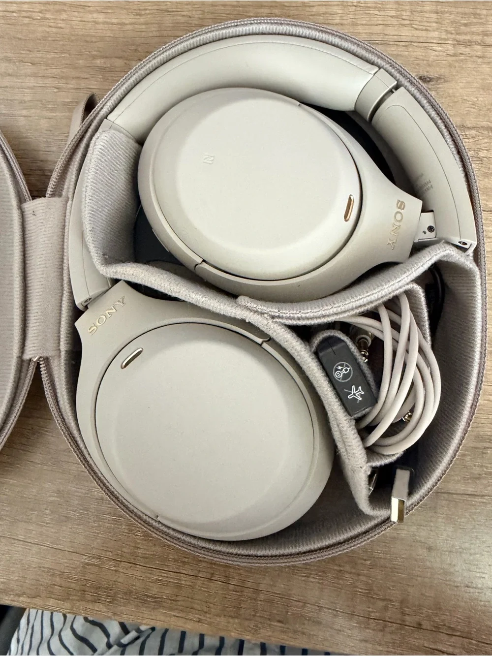 Sony WH-1000XM4 Wireless Over-Ear Headphones - Cream with Gold Logo